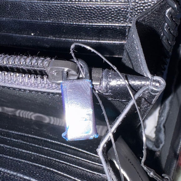 YSL Grain De Poudre Matelasse Chevron Monogram Monochrome Chain Wallet Black - Picture 6 of 13